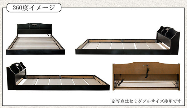 棚 照明 コンセント付き デザイン フロアベッド ダブル SGマーク付国産ボンネルコイルスプリングマットレス付 to-10-320-d-10816b