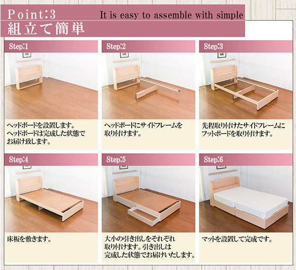 棚 コンセント 引き出し付きカントリー調ベッド ダブル ボンネルコイルスプリングマットレス付 to-10-a322-d-108165